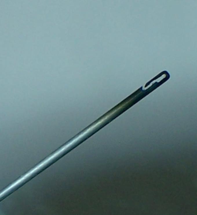 close up of the first working prototype Spiral Eye Needle
